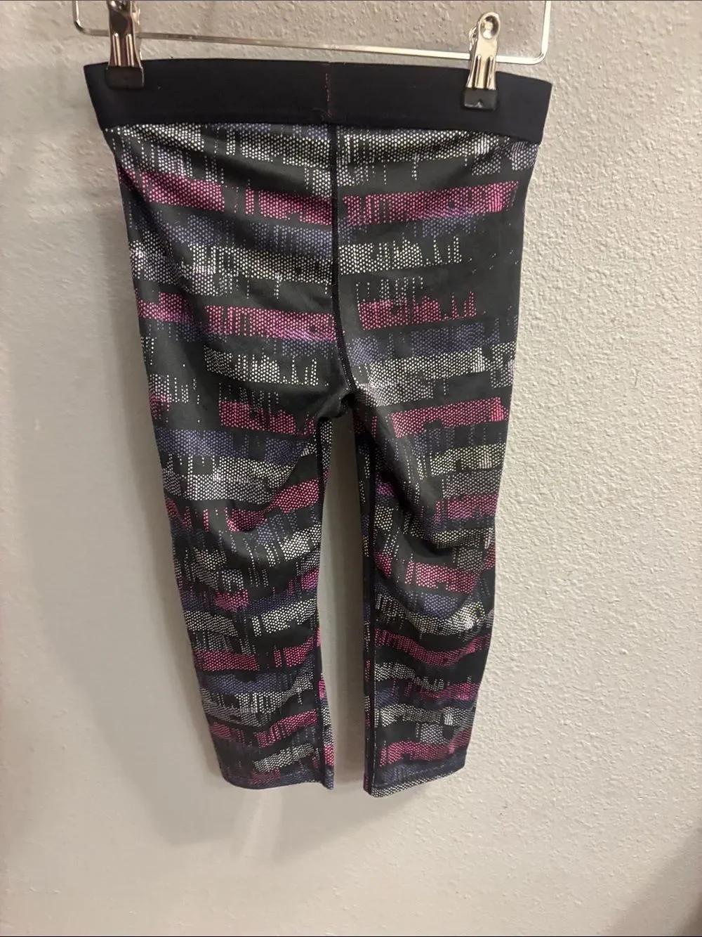 Nike Black Capri Leggings with Pink & Purple Accent Print